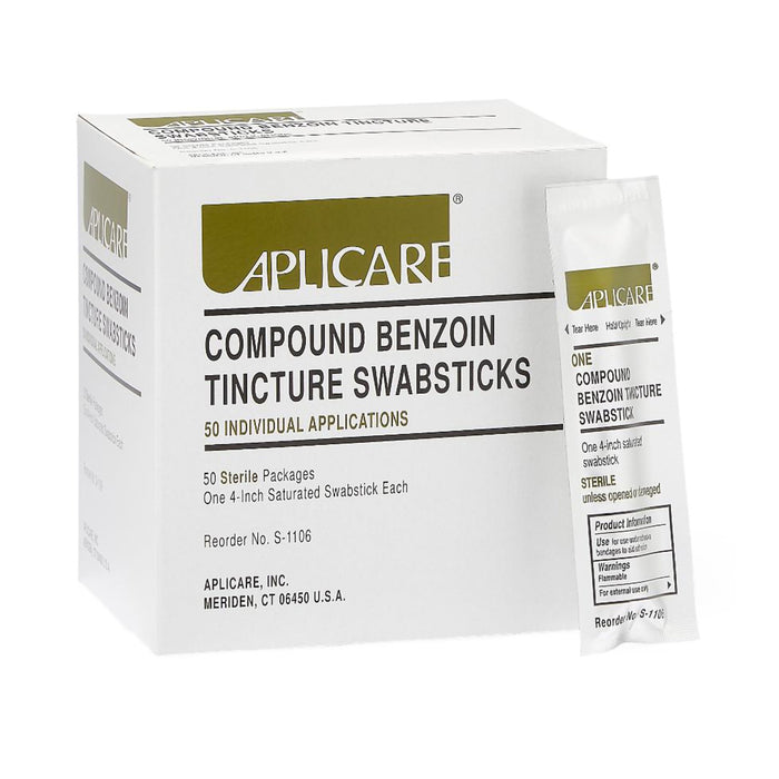 Sklar-96-7624 Impregnated Swabstick Aplicare 60 to 90% Strength Ethyl Alcohol / Compound Benzoin Tincture Individual Packet Sterile