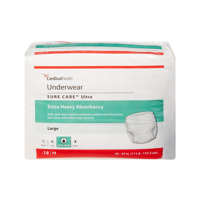 Cardinal-1445 Unisex Adult Absorbent Underwear Sure Care Ultra Pull On with Tear Away Seams Large Disposable Heavy Absorbency