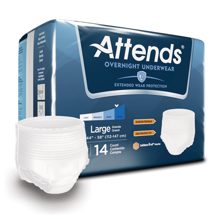 Attends Healthcare Products-APPNT30 Unisex Adult Absorbent Underwear Attends Overnight Pull On with Tear Away Seams Large Disposable Heavy Absorbency