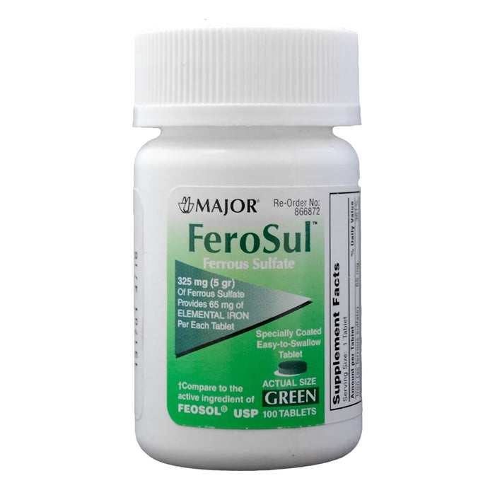 Major Pharmaceuticals-00904759160 Mineral Supplement FeroSul Iron 325 mg Strength Tablet 100 per Bottle
