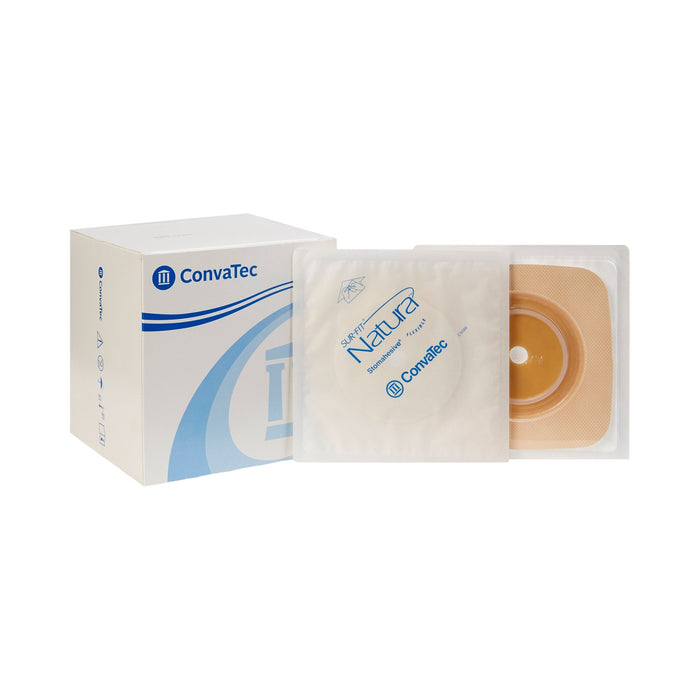 ConvaTec-125265 Ostomy Barrier Sur-Fit Natura Trim to Fit, Standard Wear Stomahesive Tan Tape 57 mm Flange Sur-Fit Natura System Hydrocolloid 1-3/8 to 1-3/4 Inch Opening 5 X 5 Inch