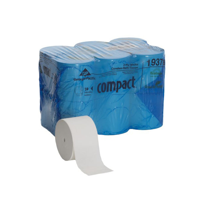 Georgia Pacific-19378 Toilet Tissue Compact White 2-Ply Standard Size Coreless Roll 1500 Sheets 3-4/5 X 4-1/20 Inch