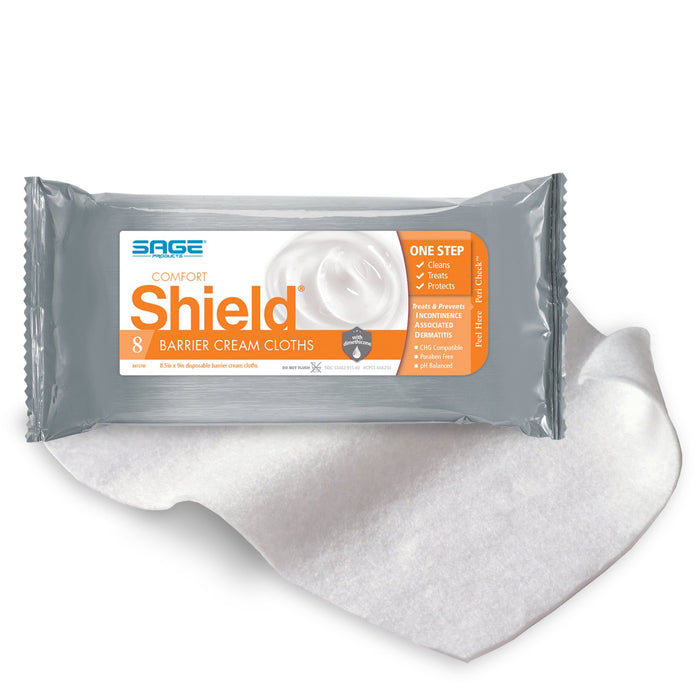 Sage Products-7905 Incontinence Care Wipe Comfort Shield Soft Pack Dimethicone Unscented 8 Count