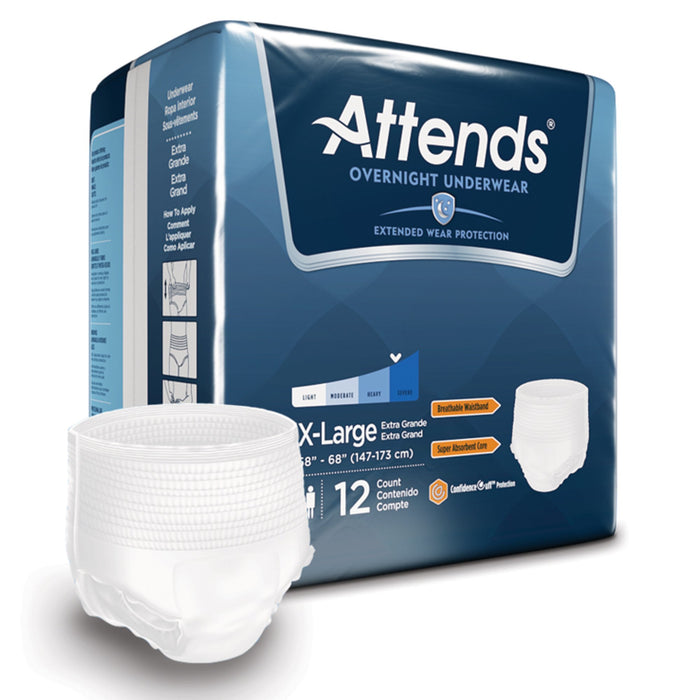 Attends Healthcare Products-APPNT40 Unisex Adult Absorbent Underwear Attends Overnight Pull On with Tear Away Seams X-Large Disposable Heavy Absorbency