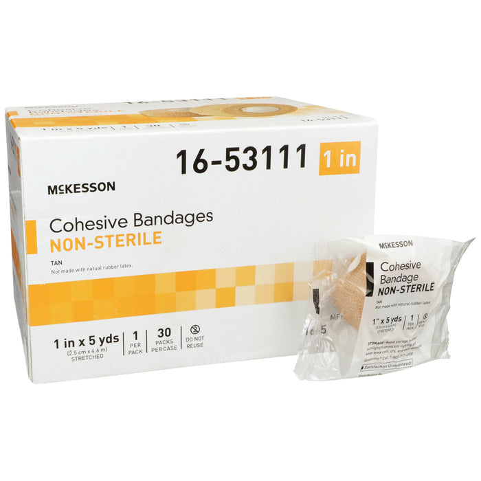 McKesson-16-53111 Cohesive Bandage 1 Inch X 5 Yard Standard Compression Self-adherent Closure Tan NonSterile