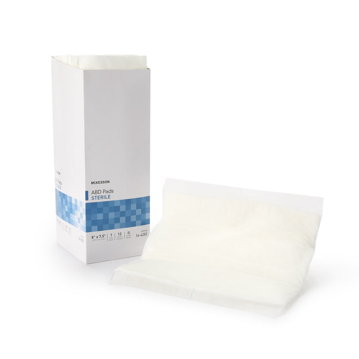 McKesson-16-4252 Abdominal Pad Nonwoven Cellulose 7-1/2 X 8 Inch Rectangle Sterile