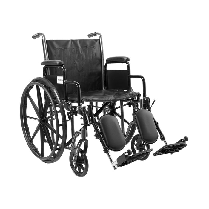 McKesson-146-SSP220DDA-ELR Wheelchair Dual Axle Desk Length Arm Swing-Away Elevating Legrest Black Upholstery 20 Inch Seat Width Adult 350 lbs. Weight Capacity