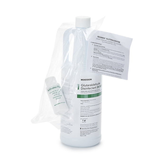 McKesson-341 Glutaraldehyde High-Level Disinfectant REGIMEN Activation Required Liquid 32 oz. Bottle Max 28 Day Reuse