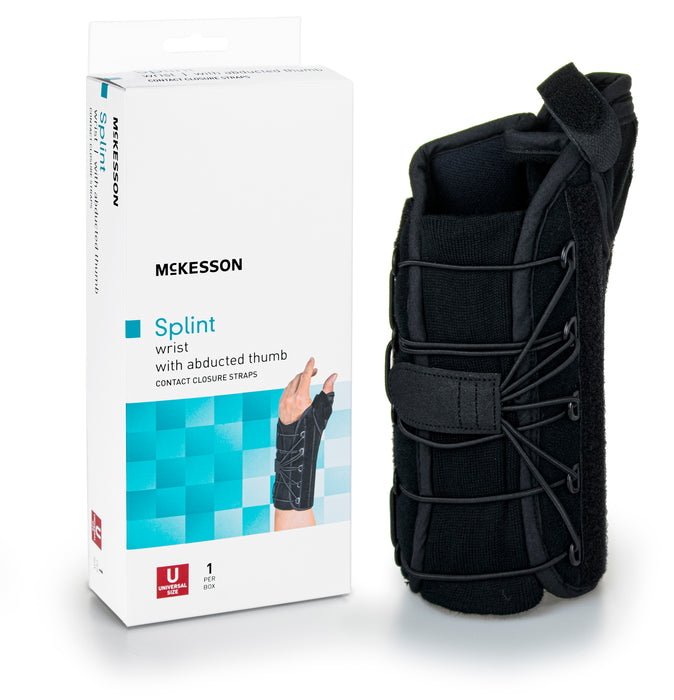 McKesson-155-81-87490 Wrist Brace with Thumb Spica Left Hand Black One Size Fits Most