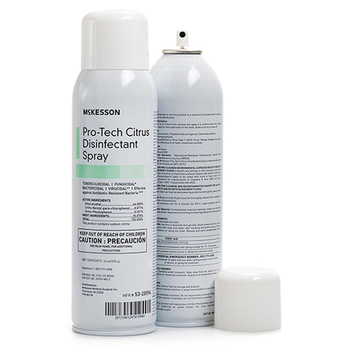 McKesson-53-28594 Pro-Tech Surface Disinfectant Cleaner Alcohol Based Aerosol Spray Liquid 16 oz. Can Citrus Scent NonSterile