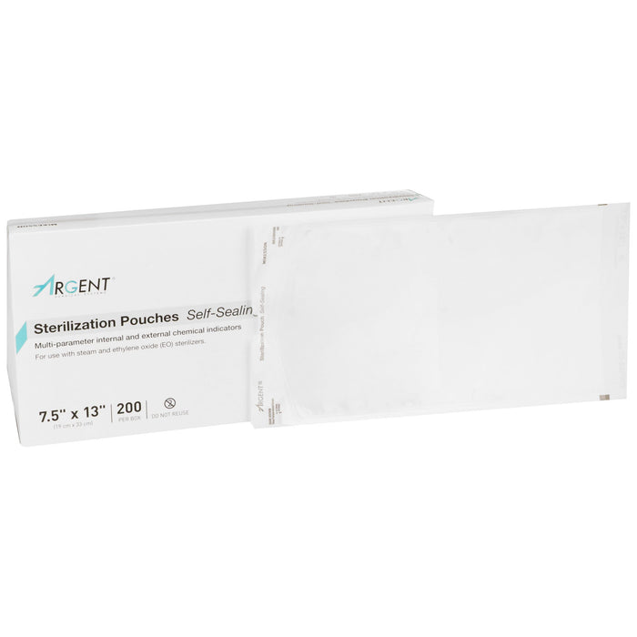 McKesson-73-SSP383 Sterilization Pouch Argent Sure-Check Ethylene Oxide (EO) Gas / Steam 7-1/2 X 13 Inch Transparent / Blue Self Seal Paper / Film