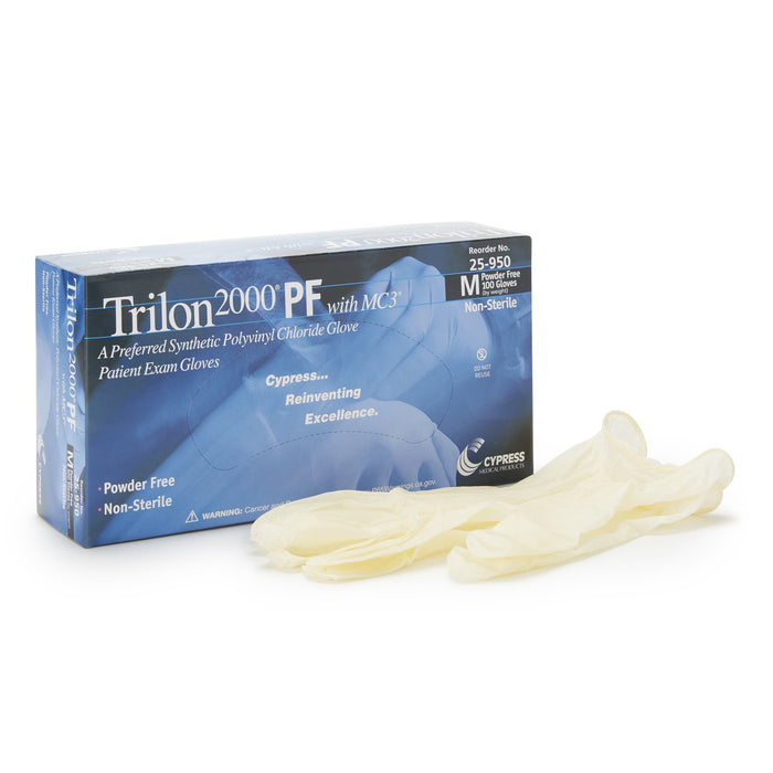 McKesson-25-950 Exam Glove Trilon 2000 PF with MC3 Medium NonSterile Stretch Vinyl Standard Cuff Length Smooth Ivory Not Chemo Approved WITH PROP. 65 WARNING