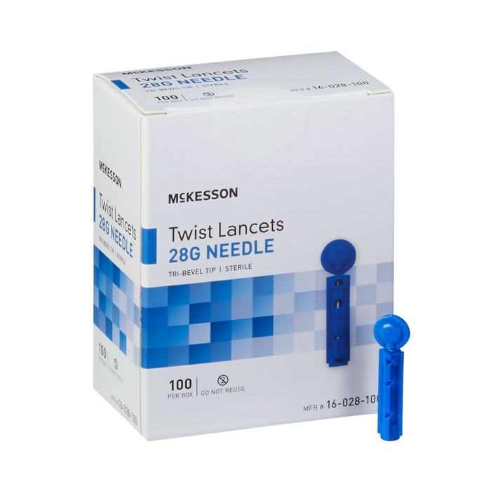 McKesson-16-028-100 Lancet NonSafety Needle 1.8 mm Depth 28 Gauge Push Button Activation