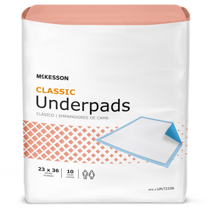 McKesson-UPLT2336 Underpad Classic Plus 23 X 36 Inch Disposable Fluff / Polymer Light Absorbency