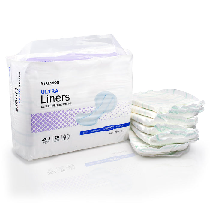 McKesson-LINERHV-34 Incontinence Liner Ultra 27-1/5 Inch Length Heavy Absorbency Polymer Core One Size Fits Most Adult Unisex Disposable