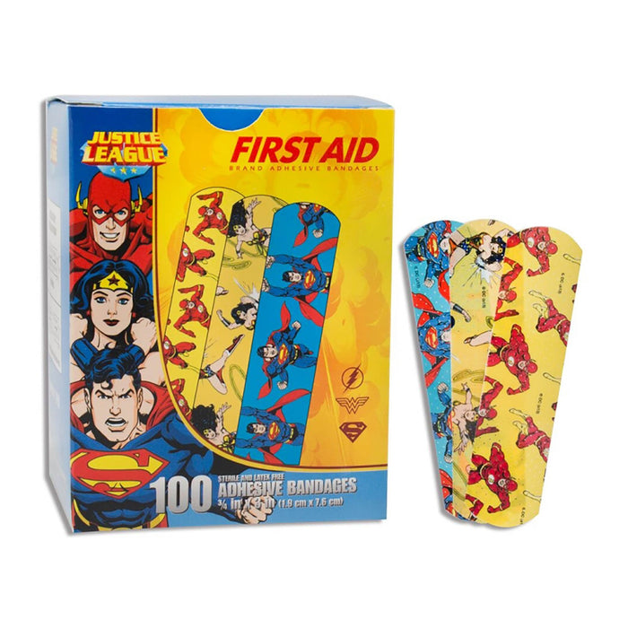 Dukal-10790 Adhesive Strip American White Cross Stat Strip 3/4 X 3 Inch Plastic Rectangle Kid Design (Superman / Wonder Woman / Flash) Sterile