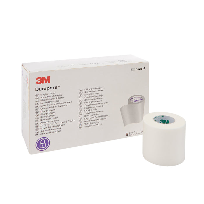 3M-1538-2 Medical Tape 3M Durapore High Adhesion Silk-Like Cloth 2 Inch X 10 Yard White NonSterile