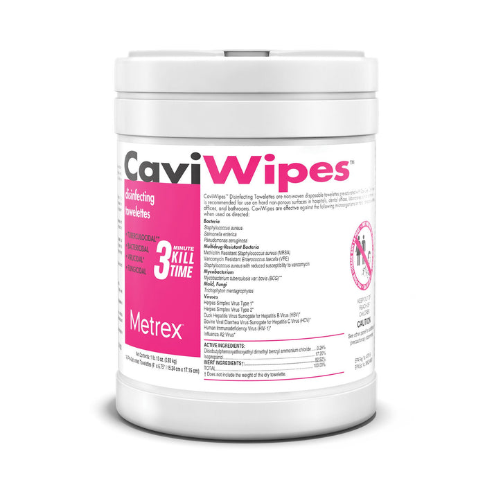 Metrex Research-13-1100 CaviWipes Surface Disinfectant Premoistened Alcohol Based Manual Pull Wipe 160 Count Canister Alcohol Scent NonSterile