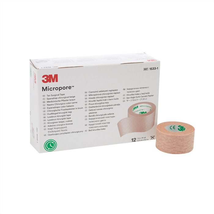 3M-1533-1 Medical Tape 3M Micropore Easy Tear Paper 1 Inch X 10 Yard Tan NonSterile