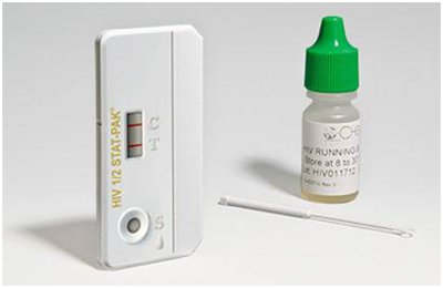 Chembio Diagnostic-60-9505-1 Rapid Test Kit HIV 1/2 STAT-PAK Infectious Disease Immunoassay HIV Detection Whole Blood / Serum / Plasma Sample 20 Tests CLIA Waived for Whole Blood