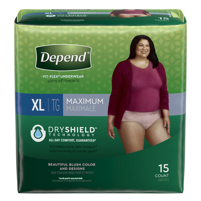Kimberly Clark-43586 Female Adult Absorbent Underwear Depend FIT-FLEX Pull On with Tear Away Seams X-Large Disposable Heavy Absorbency