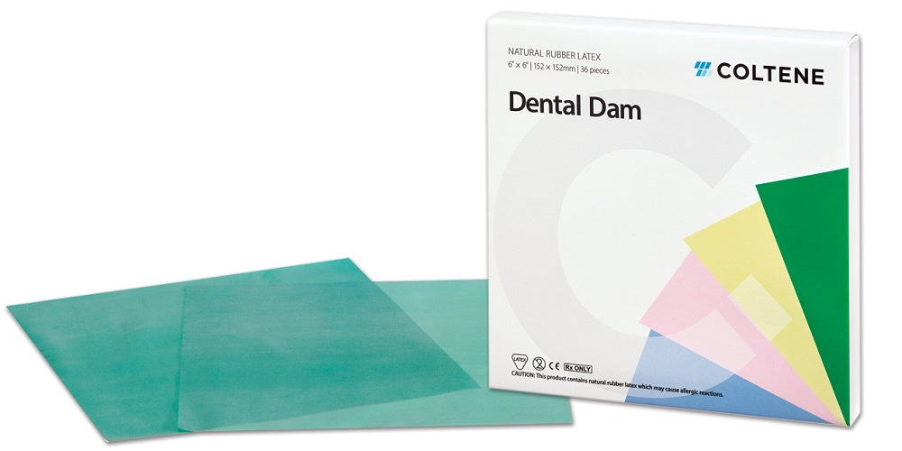 Hygenic Dental Dam Latex 6"x6" Medium Green Box/36
