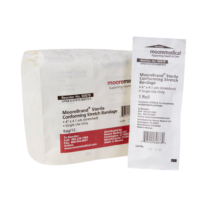 McKesson-80878 Conforming Bandage Cotton / Polyester 4 Inch X 4-1/10 Yard Roll Shape Sterile