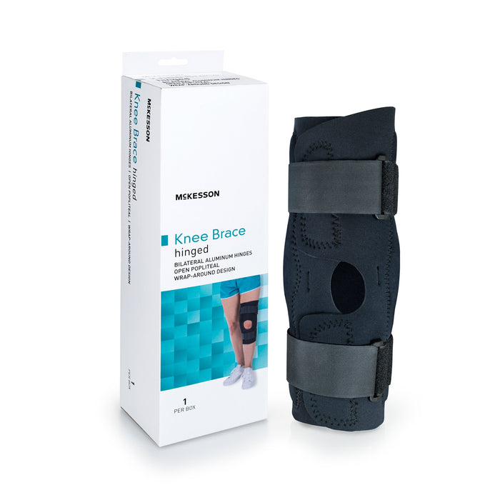 McKesson-155-81-82395 Knee Brace Medium Wraparound / Hook and Loop Strap Closure with D-Rings 18 to 20-1/2 Inch Circumference Left or Right Knee