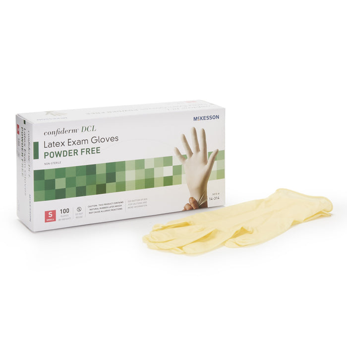 McKesson-14-314 Exam Glove Confiderm Small NonSterile Latex Standard Cuff Length Smooth Ivory Not Chemo Approved