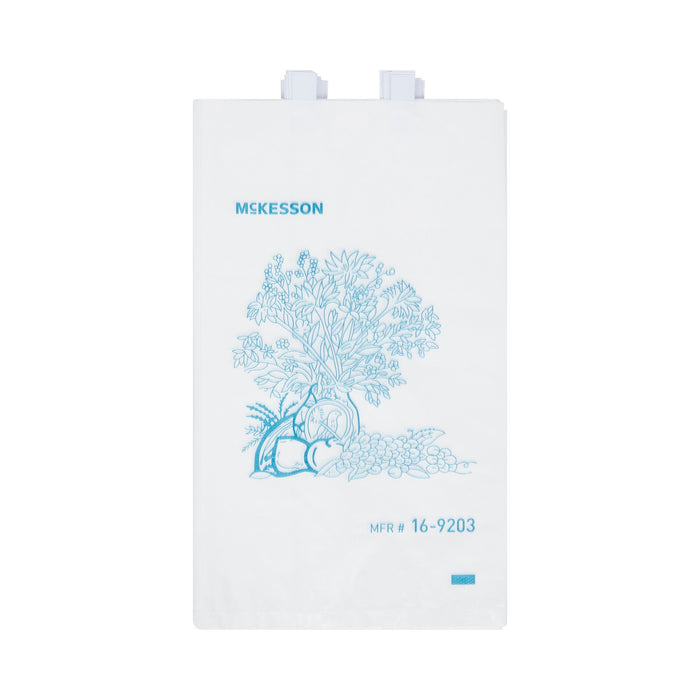 McKesson-16-9203 Bedside Bag 7 X 11.5 Inch White / Blue Floral Print Polyethylene