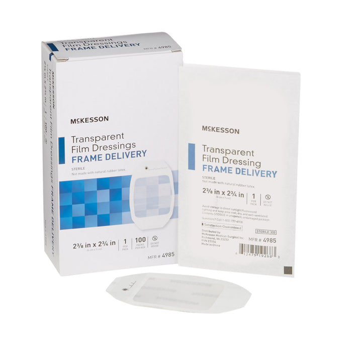 McKesson-4985 Transparent Film Dressing Octagon 2-3/8 X 2-3/4 Inch Frame Style Delivery Without Label Sterile