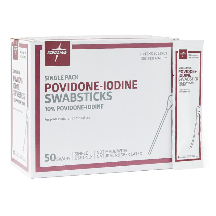 Medline-MDS093901 Impregnated Swabstick 10% Strength Povidone-Iodine Individual Packet NonSterile