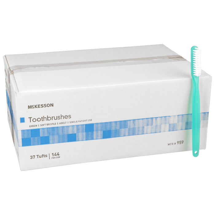 McKesson-959 Toothbrush Green Adult Soft