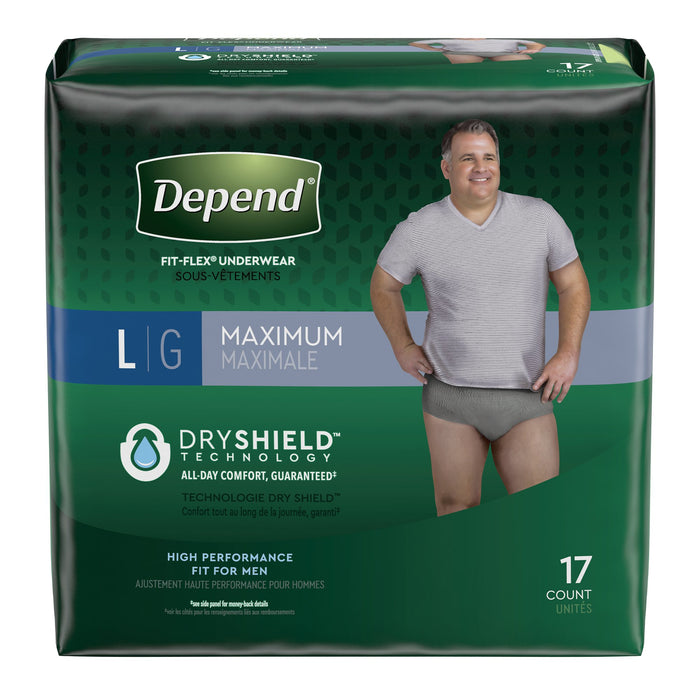 Kimberly Clark-47926 Male Adult Absorbent Underwear Depend FIT-FLEX Pull On with Tear Away Seams Large Disposable Heavy Absorbency