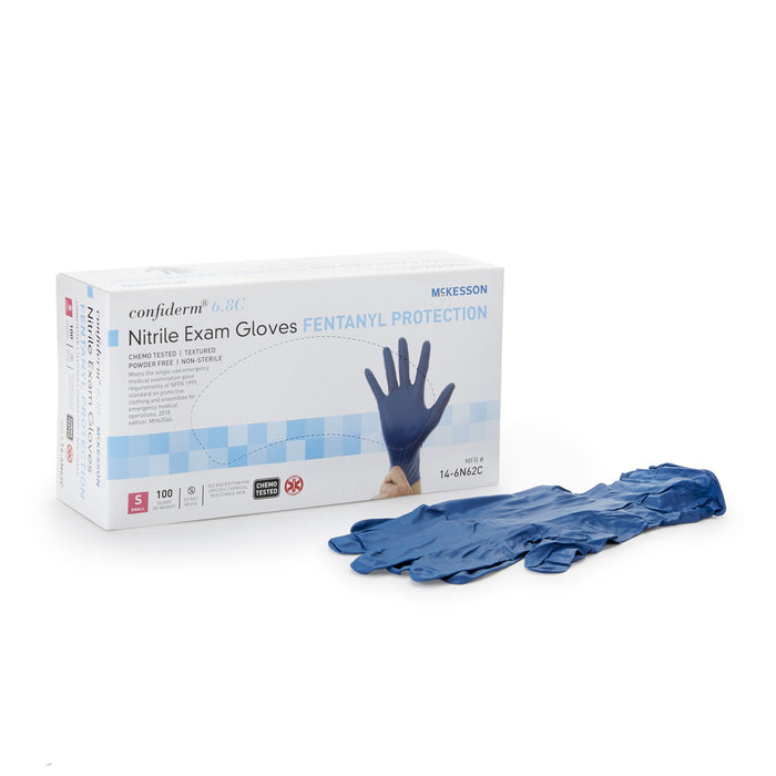 McKesson-14-6N62C Exam Glove Confiderm 6.8C Small NonSterile Nitrile Standard Cuff Length Blue Chemo Tested / Fentanyl Tested