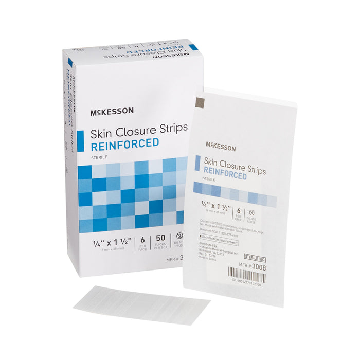 McKesson-3008 Skin Closure Strip 1/4 X 1-1/2 Inch Nonwoven Material Reinforced Strip White