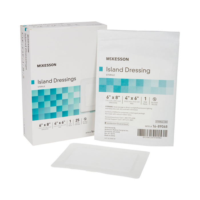McKesson-16-89068 Adhesive Dressing 6 X 8 Inch Polypropylene / Rayon Rectangle White Sterile
