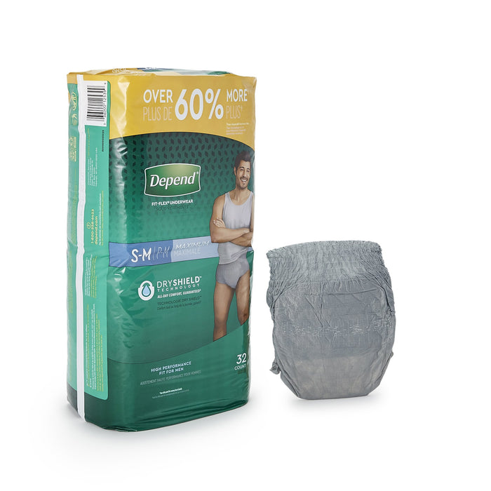 Kimberly Clark-53748 Male Adult Absorbent Underwear Depend FIT-FLEX Pull On with Tear Away Seams Small / Medium Disposable Heavy Absorbency