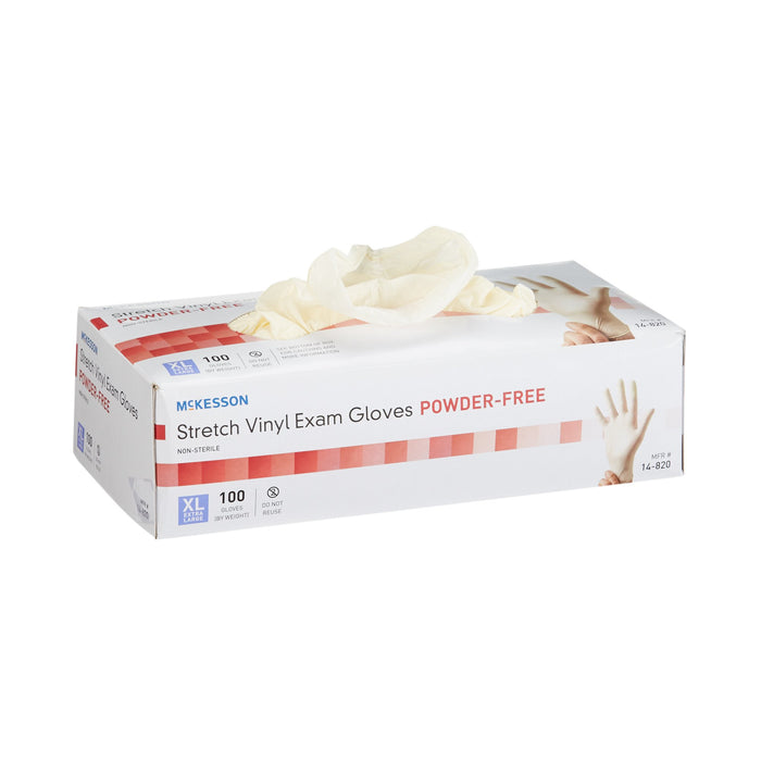 McKesson-14-820 Exam Glove X-Large NonSterile Stretch Vinyl Standard Cuff Length Smooth Ivory Not Chemo Approved