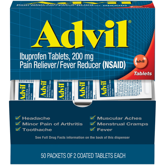 Glaxo Smith Kline-30573015489 Pain Relief Advil 200 mg Strength Ibuprofen Tablet 50 per Box