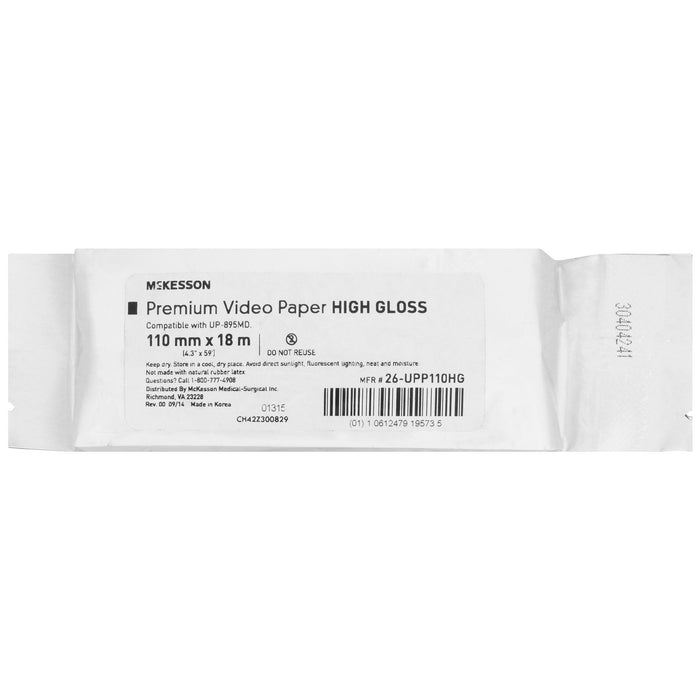 McKesson-26-UPP110HG Media Recording Paper High Gloss Thermal Print Paper 110 mm X 18 Meter Roll Without Grid