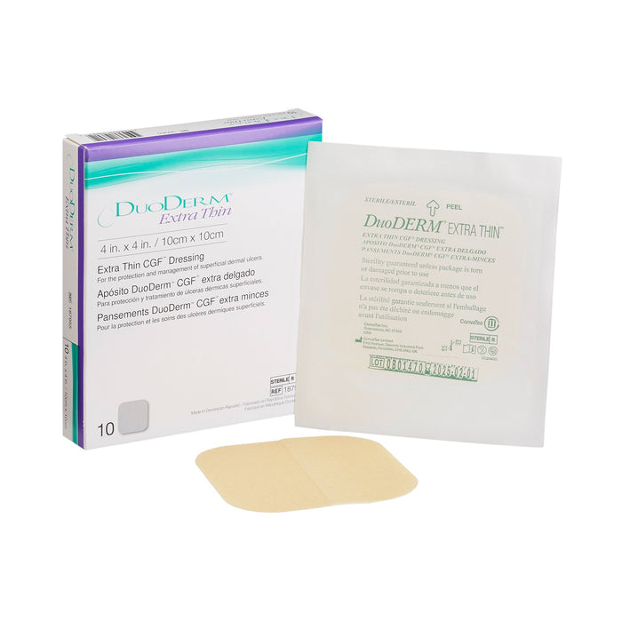 ConvaTec-187955 Hydrocolloid Dressing DuoDERM Extra Thin 4 X 4 Inch Square Sterile
