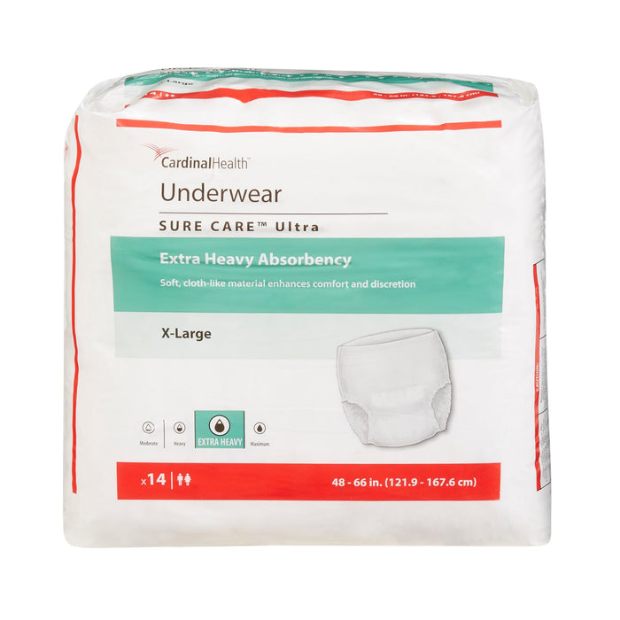 Cardinal-1455 Unisex Adult Absorbent Underwear Sure Care Ultra Pull On with Tear Away Seams X-Large Disposable Heavy Absorbency