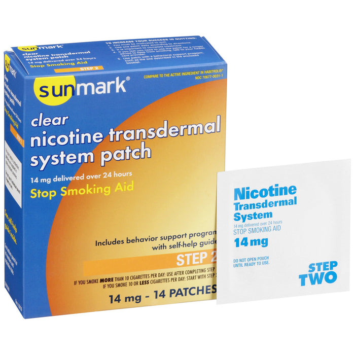 McKesson-70677003101 Stop Smoking Aid sunmark 14 mg Strength Transdermal Patch