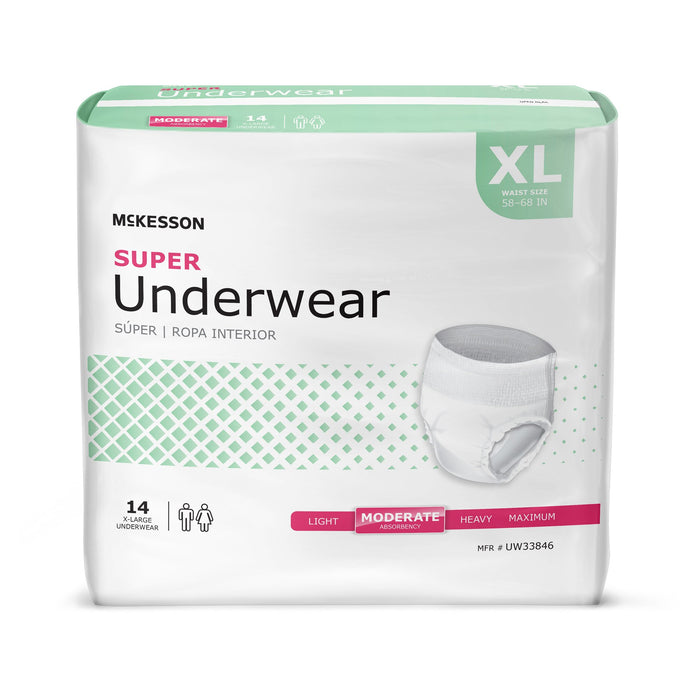 McKesson-UW33846 Unisex Adult Absorbent Underwear Pull On with Tear Away Seams X-Large Disposable Moderate Absorbency