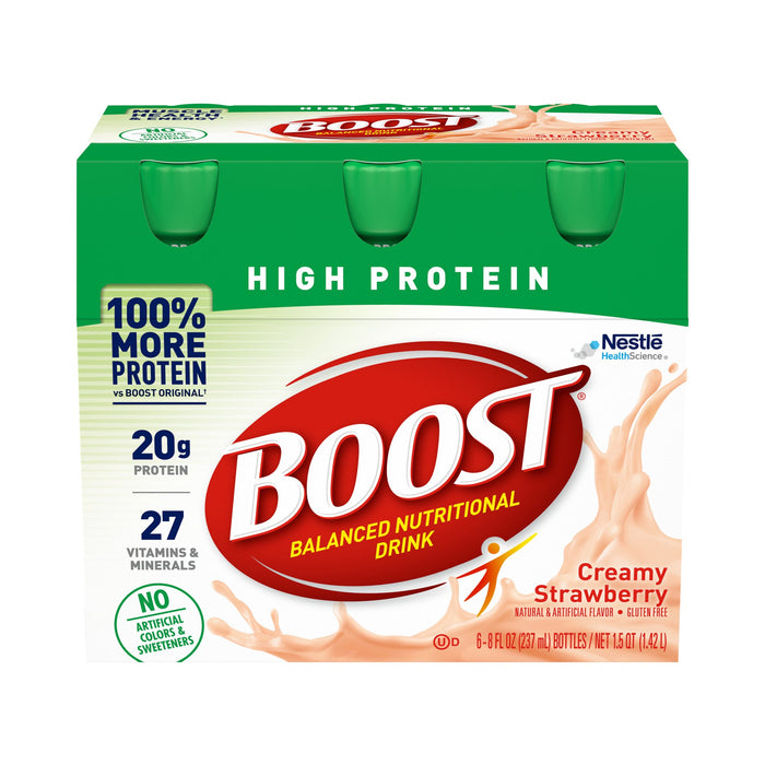 Nestle Healthcare Nutrition-00041679944363 Oral Protein Supplement Boost High Protein Creamy Strawberry Flavor Ready to Use 8 oz. Bottle