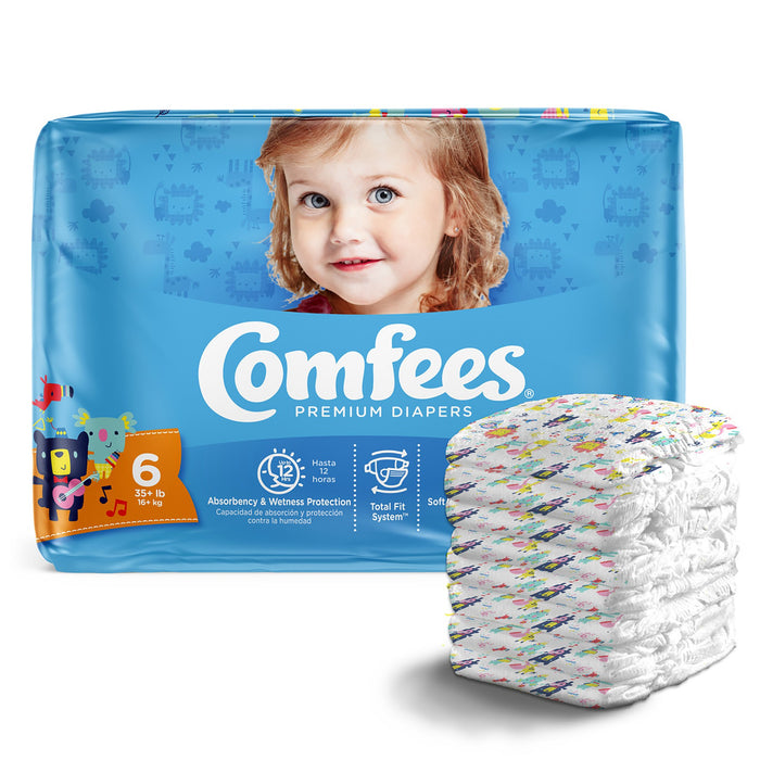 Attends Healthcare Products-CMF-6 Unisex Baby Diaper Comfees Size 6 Disposable Moderate Absorbency