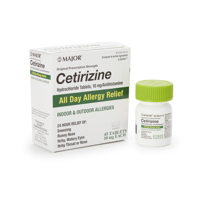 Major Pharmaceuticals-00904671743 Major Cetirizine HCl 10 mg Tablet Bottle 45 Tablets