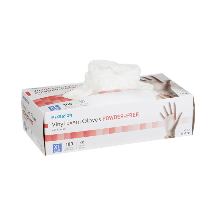 McKesson-14-120 Exam Glove X-Large NonSterile Vinyl Standard Cuff Length Smooth Clear Not Chemo Approved