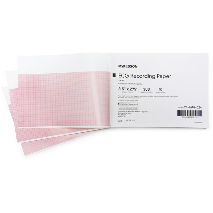 McKesson-26-9402-024 Diagnostic Recording Paper Thermal Paper 8-1/2 Inch X 275 Foot Z-Fold Red Grid